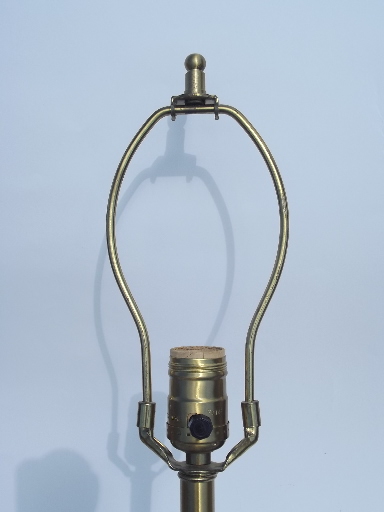 Parzinger era brass table lamps pair, mid-century vintage Empire labels