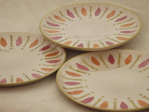 Pepe Red Wing pottery dinner plates, 60s mod  design in pink, orange, lime!