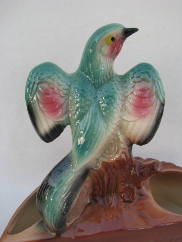 Planter with parrot, vintage Maddux - California pottery