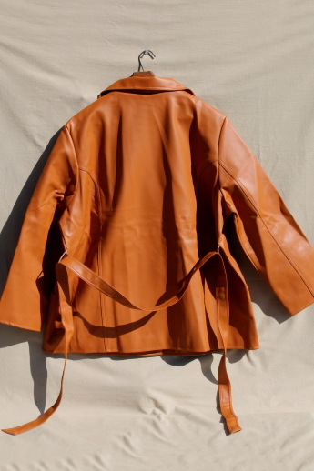 Plus size vintage ladies leather look leatherette belted jacket & shoulder bag