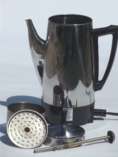 Presto Coffee Percolator 12 Cup Stainless Steel Electric w Cord Vintage  0281105