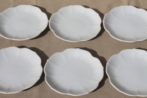 Pure white porcelain rice bowls, set of 6 lotus flower bowls w/ flower shaped plates