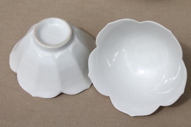 pure white porcelain rice bowls, set of 8 lotus flower bowls noodle dishes