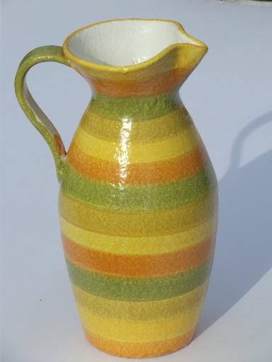 Raymor vintage Italy pottery pitcher, 60s hand-painted Italian ceramic