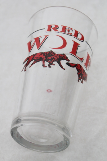 Red Wolf beer glass - brewery advertising logo bar beer glass