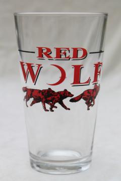 Red Wolf beer glass - brewery advertising logo bar beer glass