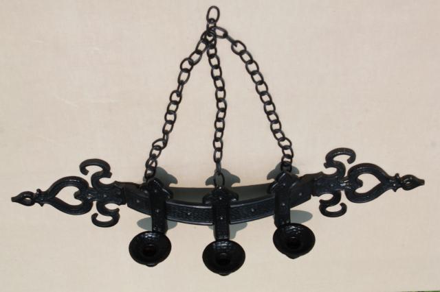 renaissance wrought iron style metal wall mount candelabra, 60s vintage candle sconce for a castle
