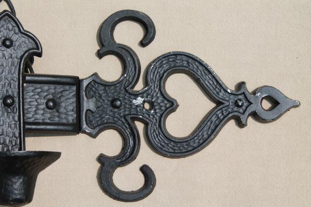 Set Of 2 Wrought Iron Candle Sconces - Gothic Wall Holders For Pillar Candles (12.5" H, Black)