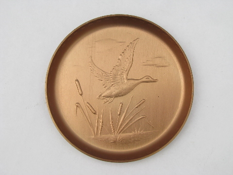 Retro 1950s - 60s vintage colored anodized aluminum coasters set