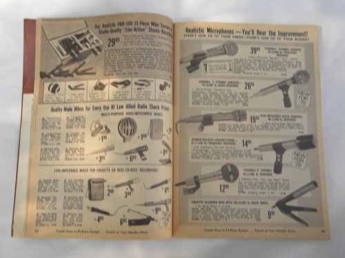 Retro 1972 Allied Radio Shack advertising catalog, speakers, mics etc