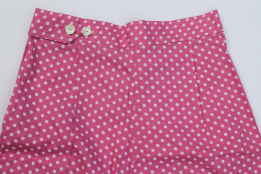 Retro 50s 60s vintage cotton PJs, candy pink polka dot print pajamas mint w/ tag