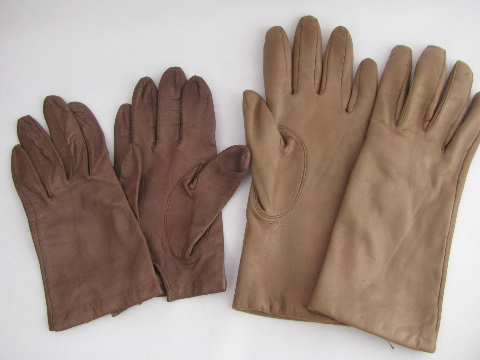 Retro 60s - 70s vintage leather glove lot, six pairs ladies gloves