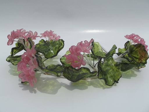 Retro 60s colored Italian lucite plastic flowers, vintage Crystalin