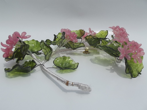 Retro 60s colored Italian lucite plastic flowers, vintage Crystalin