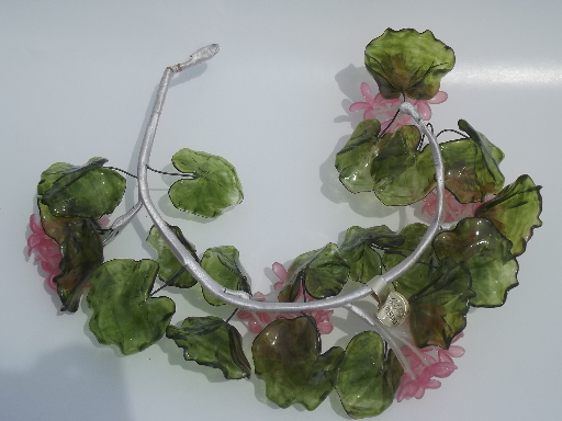 Retro 60s colored Italian lucite plastic flowers, vintage Crystalin