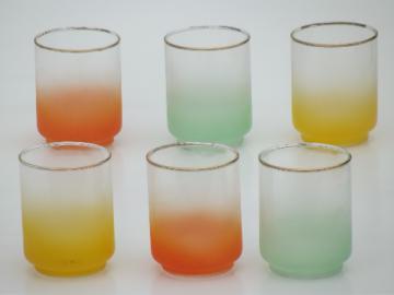 Retro 60s glassware, blendo color fade pastel glass juice glasses set