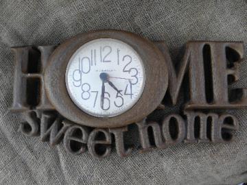 Retro 60s New Haven / Burwood plastic wall clock, Home Sweet Home