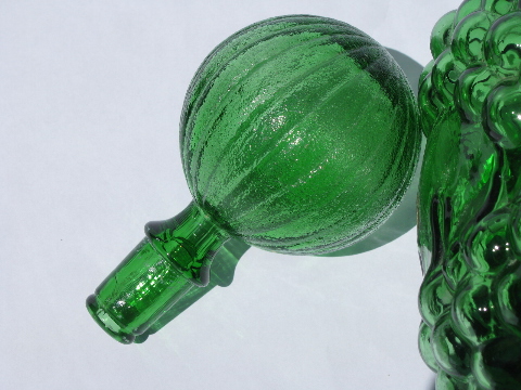 Retro 60s vintage Italian glass wine bottle decanter, green grapes