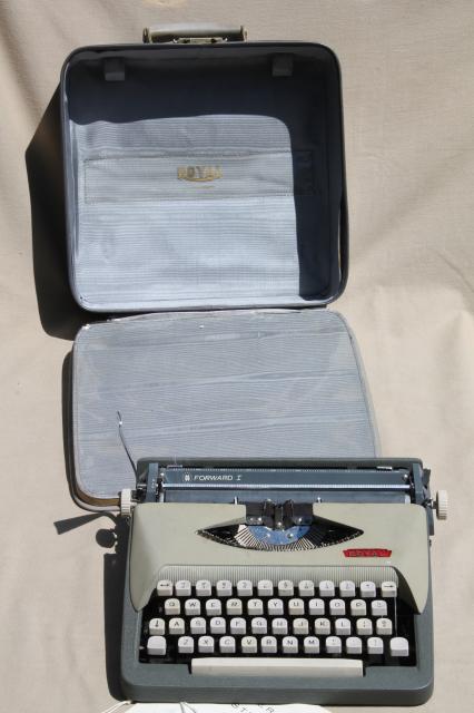 retro 60s vintage portable typewriter in locking case, Royal Forward I manual typewriter