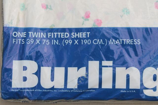 retro 70s 80s vintage flowered print bed sheets & pillowcases, Burlington cotton blend