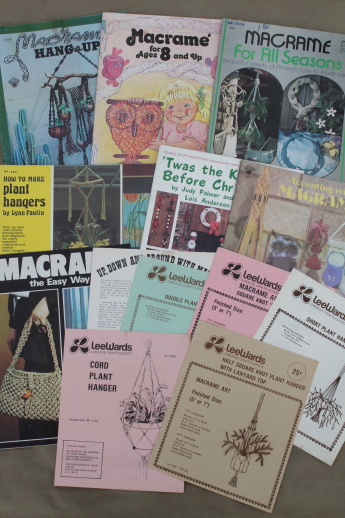 Retro 70s hippie vintage macrame pattern booklets & project leaflets lot
