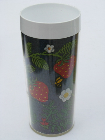 Retro 70s Thermo-Serv plastic glasses, flowers/mushrooms
