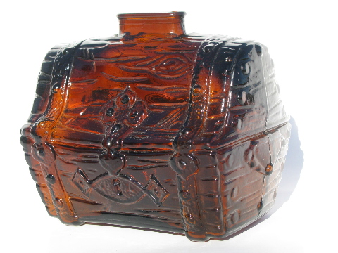 Details about   Vintage Amber Glass Treasure Chest Bank