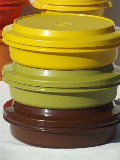 Tupperware Stackable Bowls With Lids Retro 70s Colors Harvest 