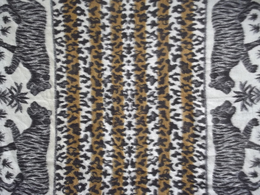 Retro 70s Vicuna label throw, Mexican style blanket w/ tigers, heavy acrylic