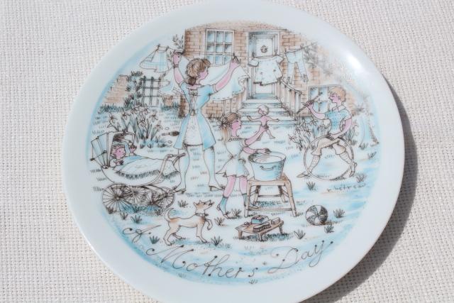 retro 70s vintage Haviland Limoges china plates, Mother's Day Breakfast & The Wash