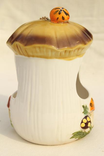 retro 70s vintage Merry Mushroom ceramic holder plant hanger for flower pot