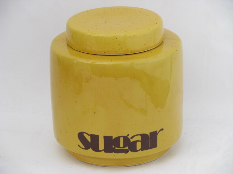 Retro 70s vintage McCoy pottery, mod Sugar canister, kitchen counter jar
