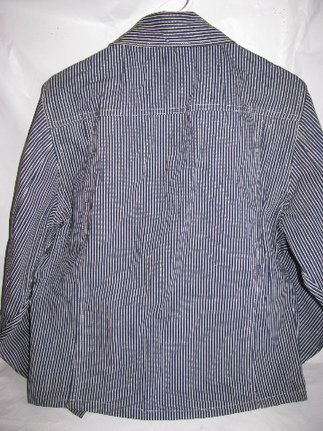 Retro 70s vintage western wear, railroad stripe zip-front denim jacket ...