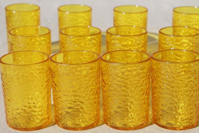 Yellow Drinking Glasses, Amber Glass Water Tumblers, Vintage Glassware -  Mendez Manor