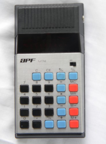 Retro APF model M74 calculator w/ red LED display & original box