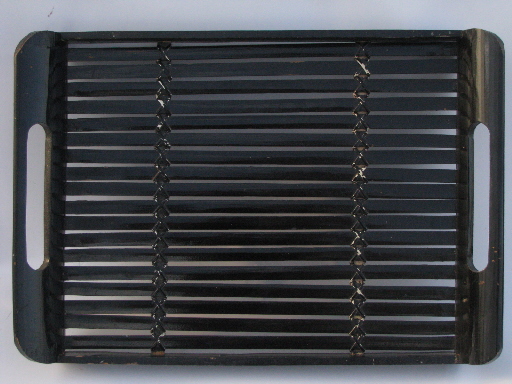 Retro black lacquer bamboo serving tray for tiki bar drinks or sushi