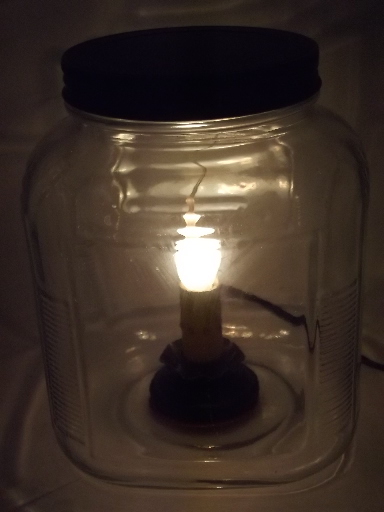 Retro canister jar lamp,  candle lantern bulb light for lit display