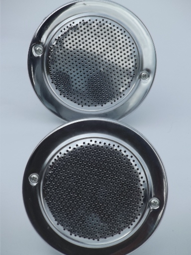 Retro car speakers with chrome grills, Vintage speakers for your hotrod or RV