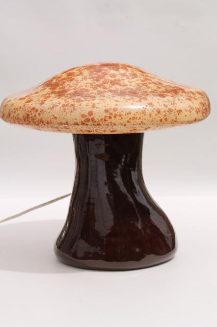 retro ceramic mushroom TV lamp mood light, large lighted toadstool 70s vintage