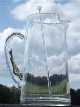 Retro cocktail / sangria pitcher and glass rod stirrer, 70s mod barware