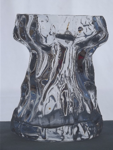 Retro crystal ice glass vases, Scandinavian modern vintage art glass