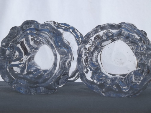 Retro crystal ice glass vases, Scandinavian modern vintage art glass