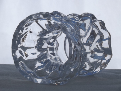 Retro crystal ice glass vases, Scandinavian modern vintage art glass