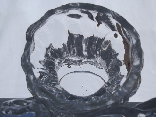 Retro crystal ice glass vases, Scandinavian modern vintage art glass