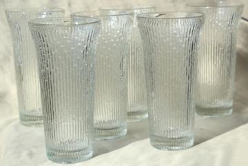 retro crystal ice textured glass drinking glasses, tall cooler / iced teas