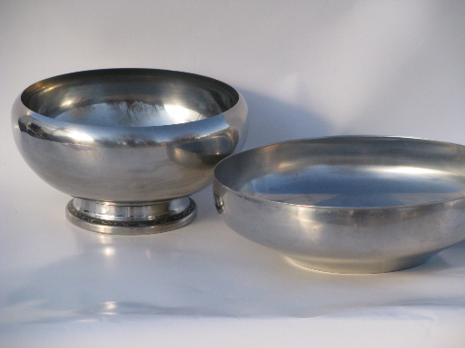 Retro Danish modern vintage Denmark stainless steel and Oneida bowls, mod!