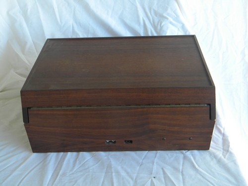 Retro danish modern vintage Garrard phonograph turntable w/solid teak case