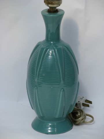 Retro fiesta turquoise vintage pottery table lamp, cute small size!