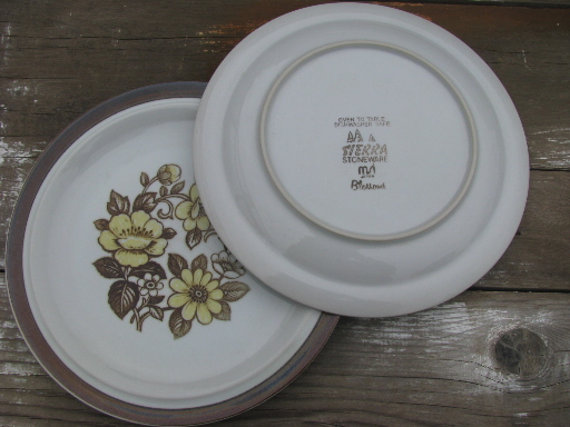 Retro flowers Sierra Blossoms vintage Japan stoneware pottery plates