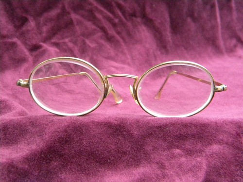 Retro gold windsor wire rimmed Shuron eyeglasses frames, Lennon vintage